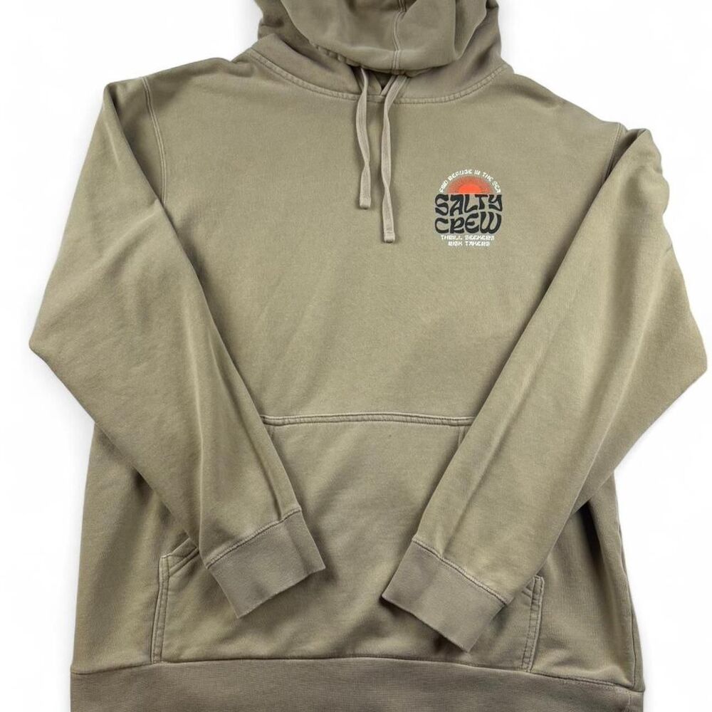 Salty Crew Khaki Cotton Hoodie Size XL Skater Surfer Vibes Sweatshirt